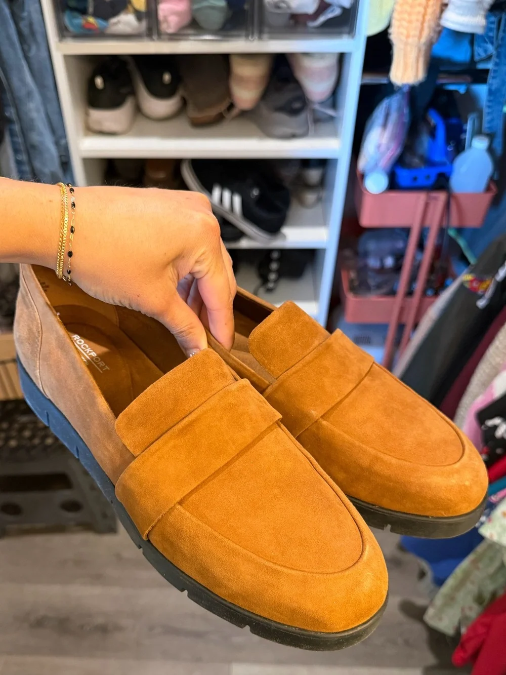 Rockport Women's Tan Suede Slip-On Loafers